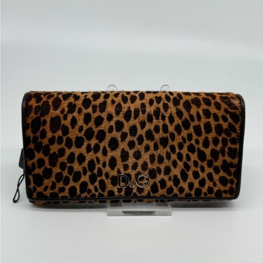 Dolce & Gabbana Unborn Calf Leopard Long Bifold Wallet